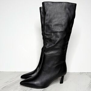 Steve Madden Lavan Black Leather Pointy Toe Tall Boot 6M